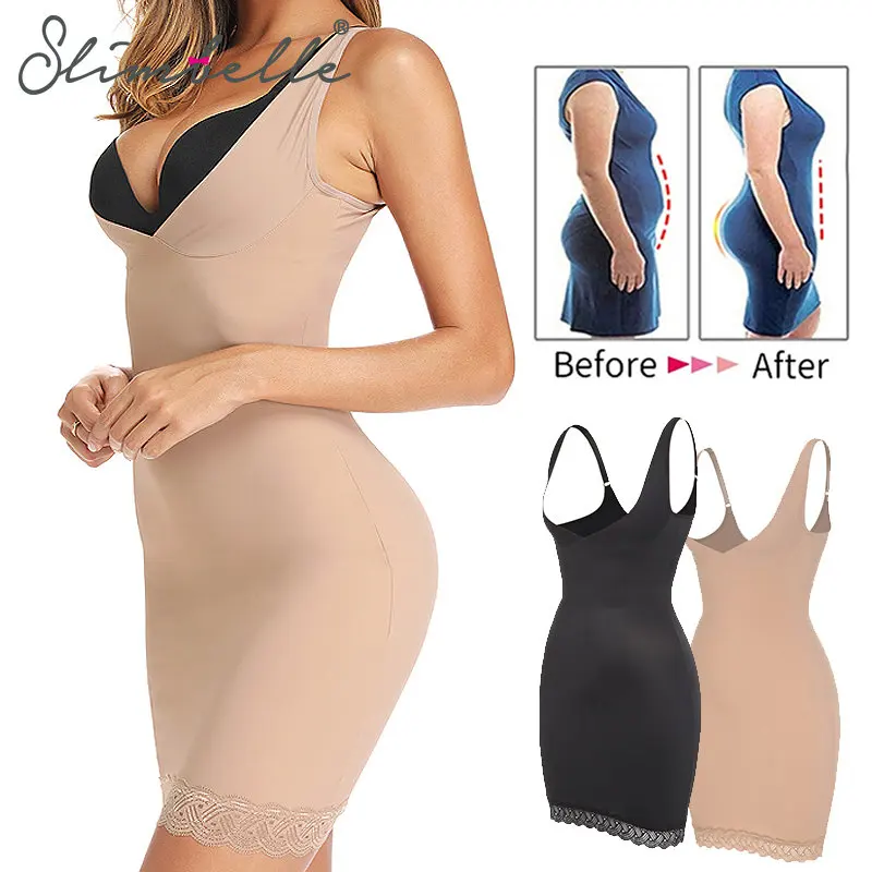 

Full Slip Shapewear for Women Under Dresses Smooth Tummy Control Waist Trainer Body Shaper Slips Lingerie Strap Cami Dress