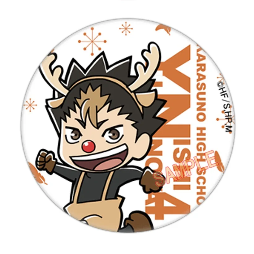 Christmas Q-version Cartoon Style Chest Badge Shoyo Hinata Tobio Kageyama Kei Tsukishima Kotaro Bokuto Creative Beautiful Gift