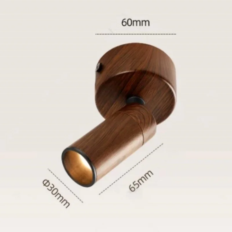 Narrow Beam Angle 3°8°15° Anti Glare Retro Walnut Log Wood Color Spot Light Surface Mounted Ceiling Lamp Medieval Style Light