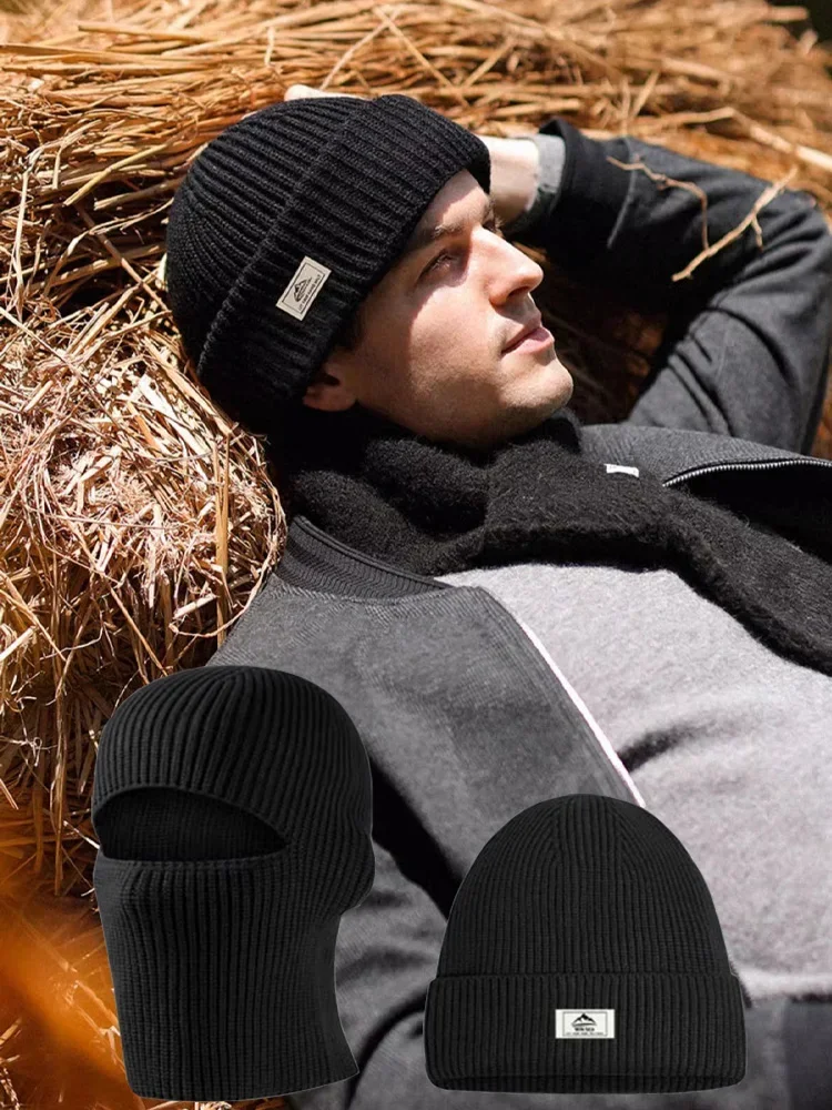 AliExpress 2In1 Mask Beanies Men Winter Balaclava Hat Knitted Hats Full Face Ski Bonnet Tactical Cycling Earmuffs Cap Knitted