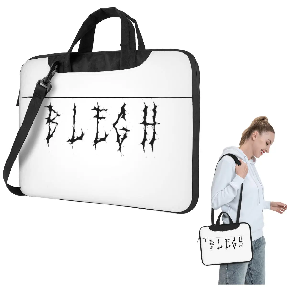Blegh Heavy Metal Funny Metalcore Deathcore Death Metal Singer Metalhead Crossbody Laptop Bag CaseResistant ProtectiveMacbookPro