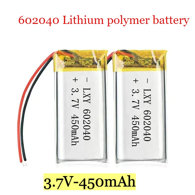 

602040 Battery 3.7V 450mAh Lithium Polymer Li-ion Rechargeable Batteries for GPS MP3 MP4 MP5 Car DVR Tachograph Headphone Cell