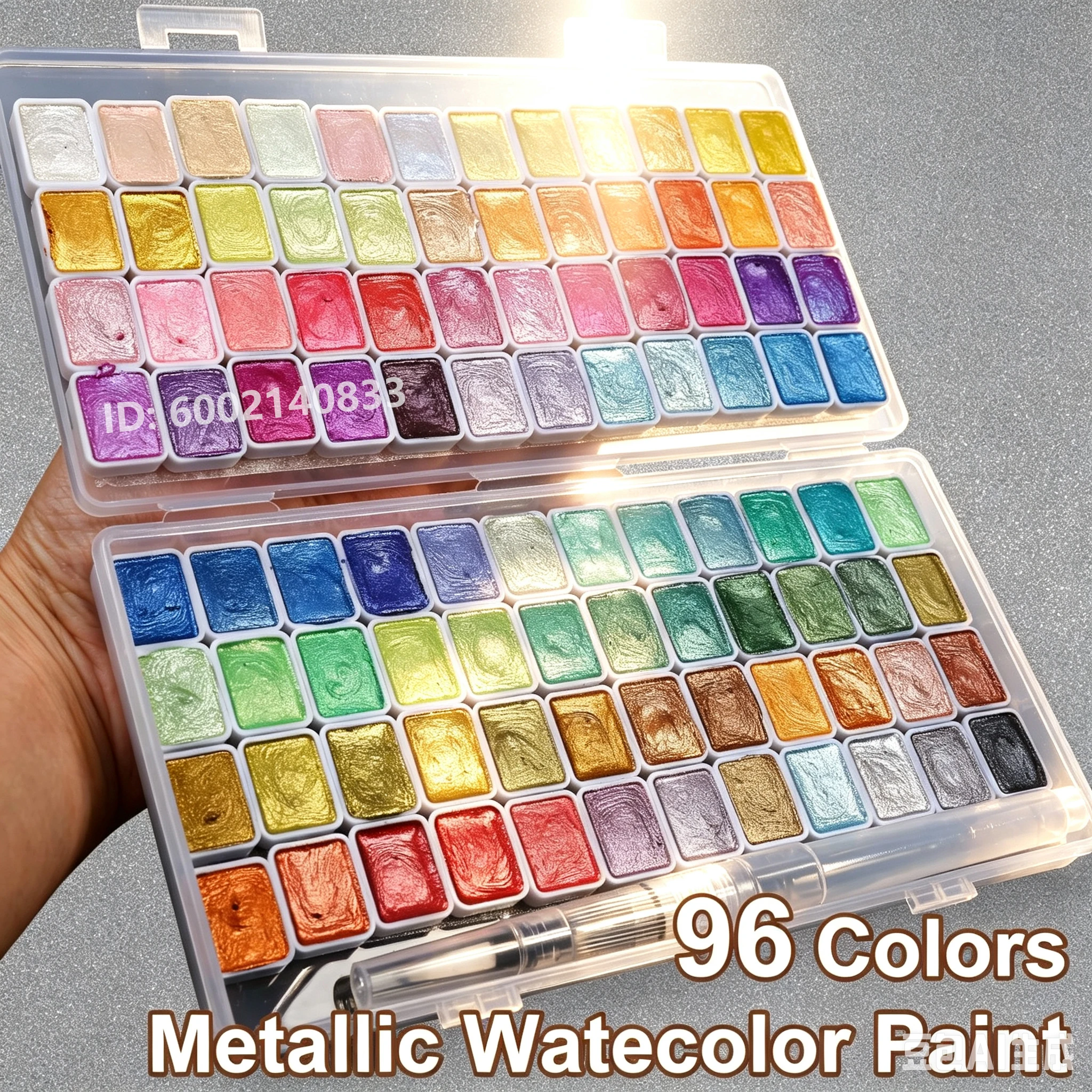 Metallic Watercolor Paint Set, 96 Colors High Shimmer Pigment with Portable Box, for Adult, Artists in Birthday and More