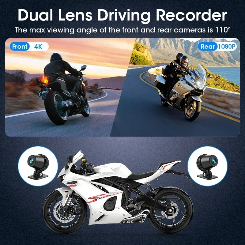 6.25 inch Motorcycle GPS Navigation Wireless Carplay Android Auto IPX7 Waterproof Dual BT Moto Dash Cam Support 4K+1080P TPMS