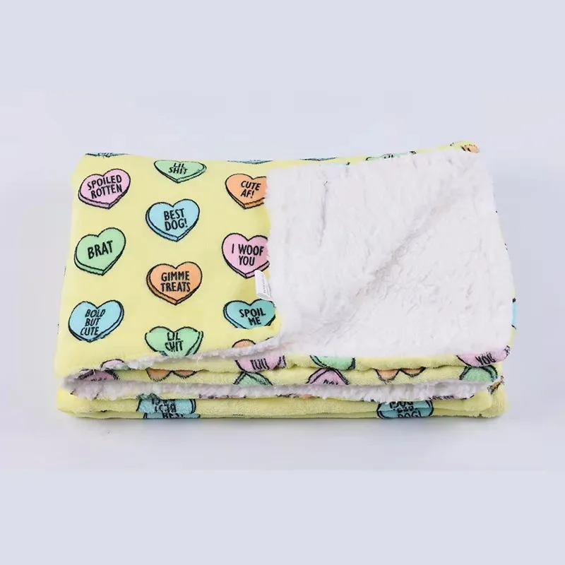 Wholesale Breathable Mesh Soft Pet Dog Blanket Custom Logo High Quality Plush Sherpa Fleece Lamb Puppy Dog Blanket view 5