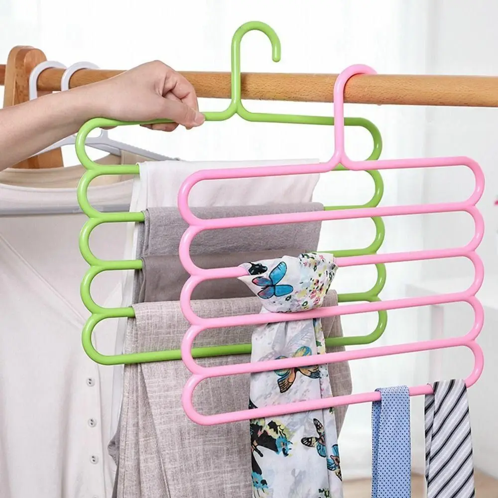 colored Household Trousers Scarf Storage Multilayer 5 Layers Storage Rack Pants Hangers Clothes Hanger Trousers Hanger