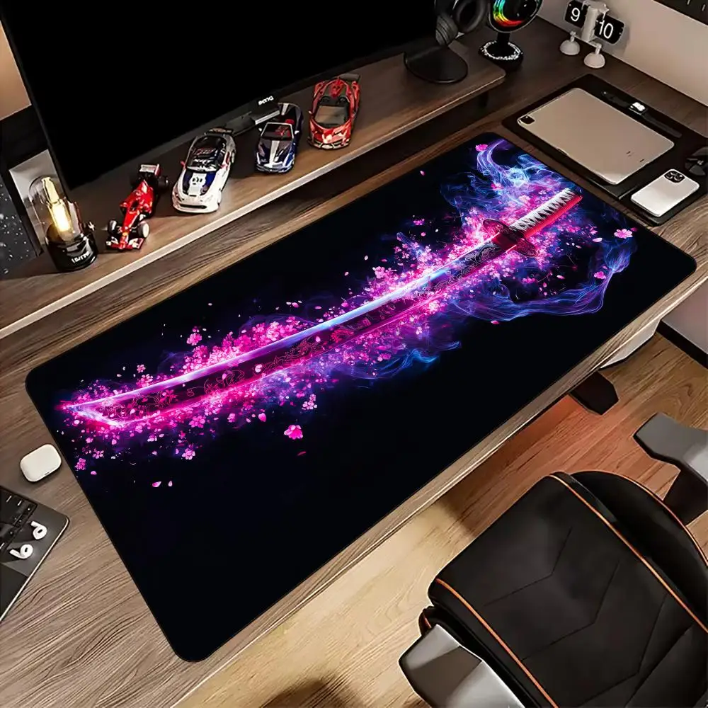

Cyber-style samurai sword Mouse Pad Desk Mat with Stitched Edges non-Slip rubber base pc accessories Gaming mat Extended pad
