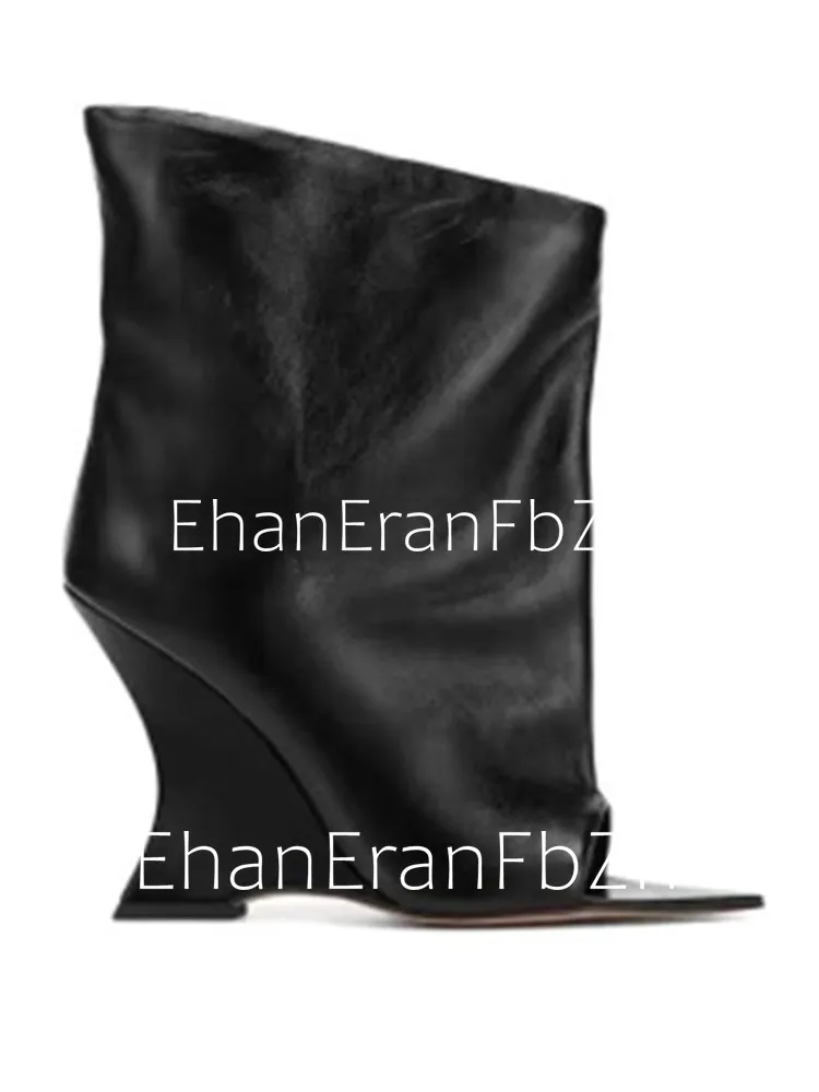SoleLadies' Spring/Summer New Fish Mouth Slope High Heel Short Boots with Pointed Toe Exposed Cool Boots, Mid Top Boots