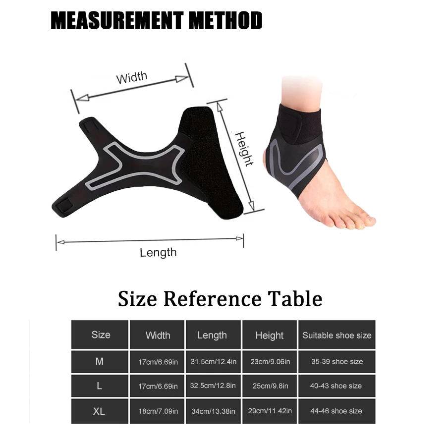 WRELS Sports Ankle Brace Support Adjustable Compression Sleeve Elastic Foot Breathable Anti-Sprain Support Heel Protective Strap