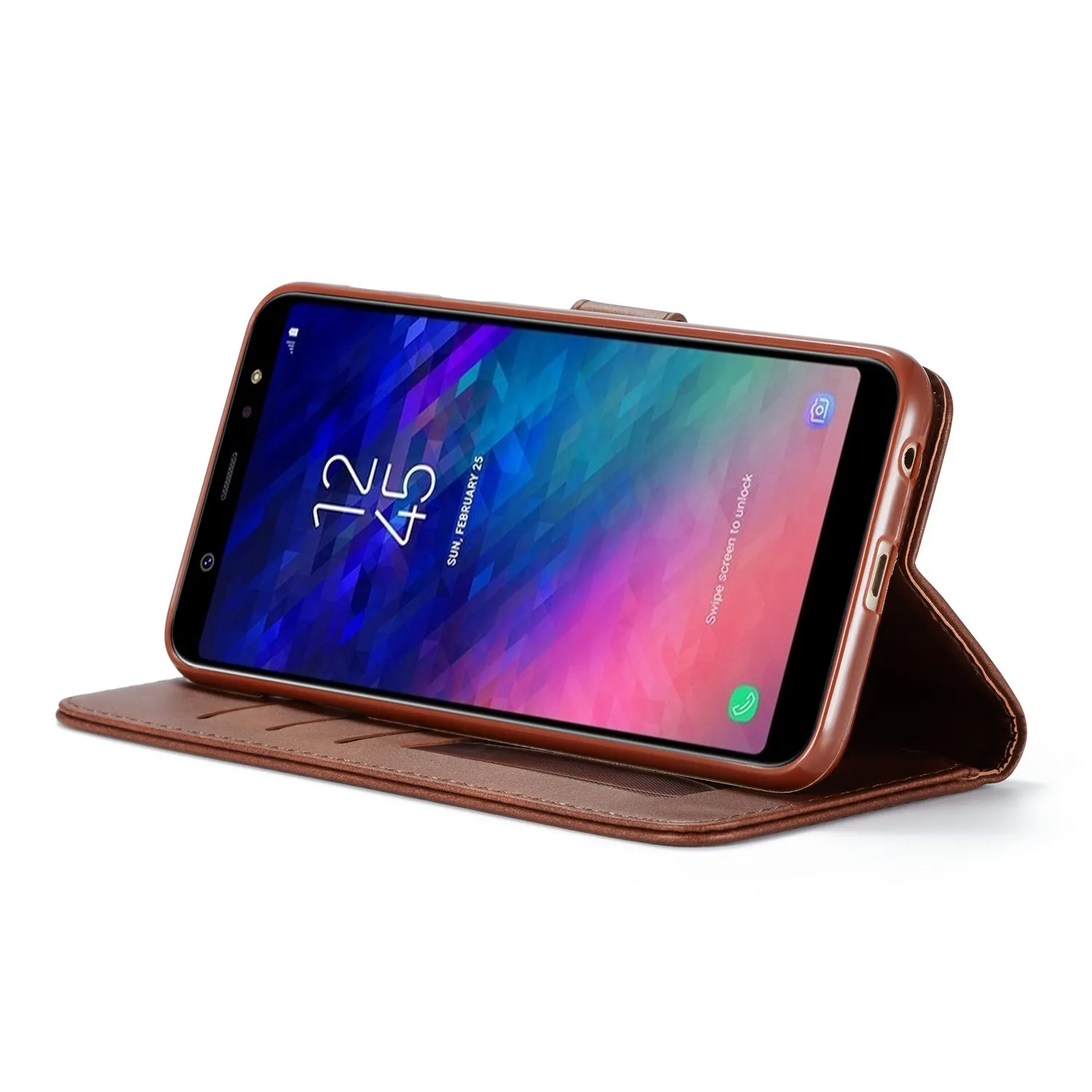 AZNS Case for Samsung Galaxy A6 magnetic attraction PU Leather Case for Samsung Galaxy A6 Plus A6+ 2018 Holster Wallet Case