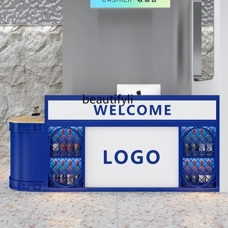 Industrial style bar checkout page restaurant retro wrought iron reception desk bar cafe corner counter