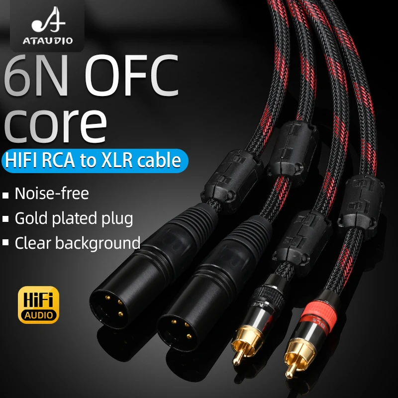 One pair HIFI Audio Cable 2 XLR to 2 RCA Adapter Amplifier Sound Box XLR RCA Hifi Microphnoe Speaker Cable