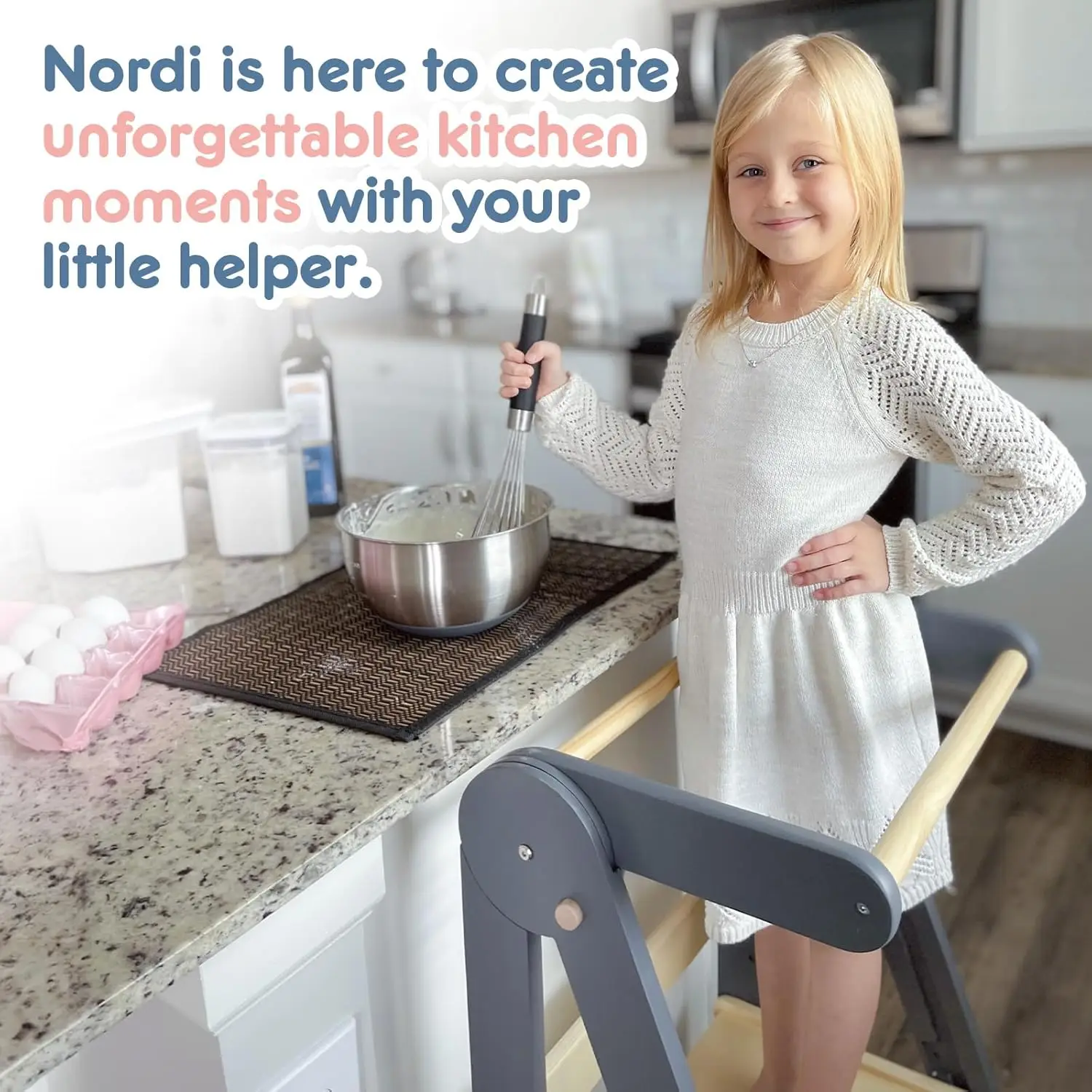 Toddler Kitchen Tower, Kitchen Stool Helper, Standing Tower with 3 Adjustable Heights, Suitable Age for 1.5-6 Yea