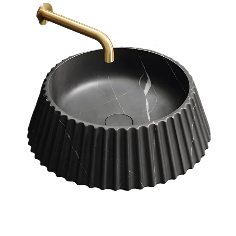 

*Bathroom black and white marble countertop basin, bathroom single basin
