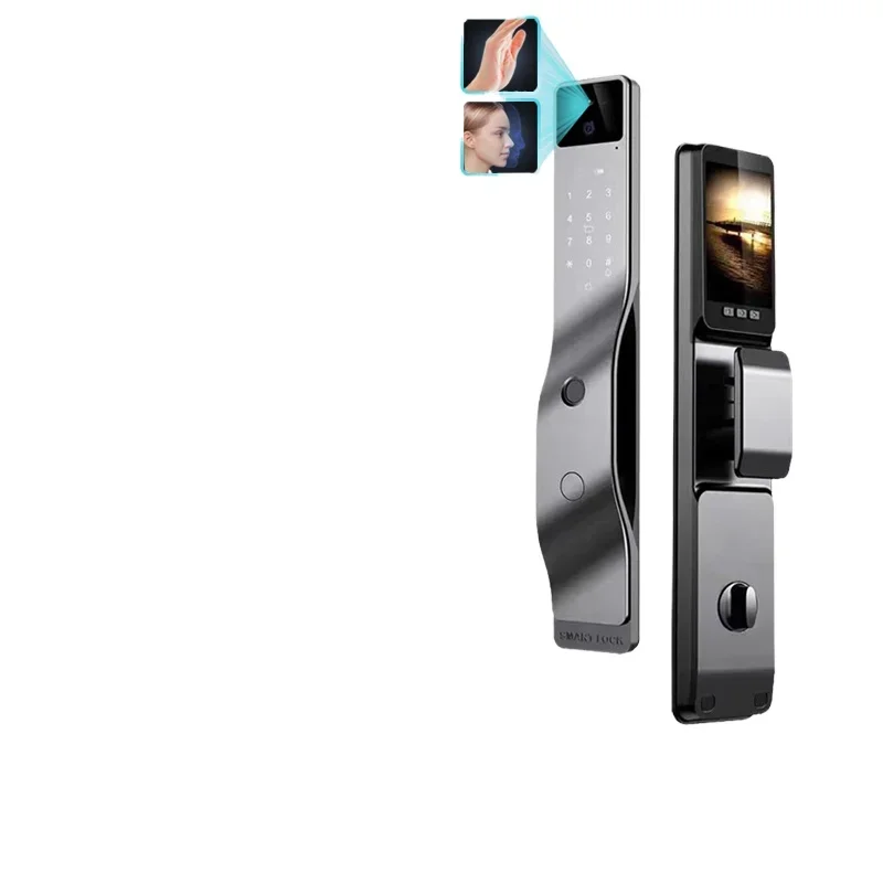 Facial recognition smart door lock, remote video intercom monitoring graffiti wifi fingerprint password electronic