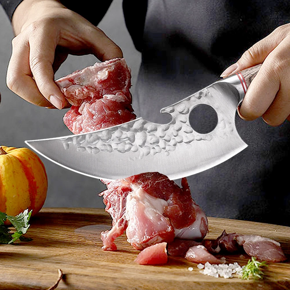 MYVIT فايكنغ نزع العظم المطبخ اللحوم قطع سكاكين أولو الصغيرة اليد مزورة اللحوم الساطور اليابانية جزار منحني سكين قطعة العاج