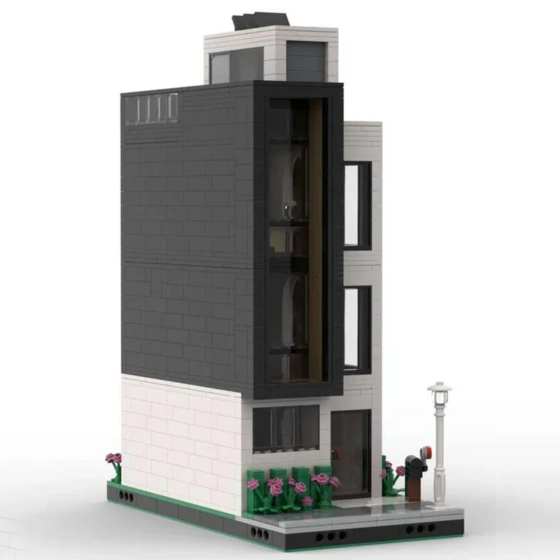 Stad Street View Model Moc Bouwstenen Moderne Herenhuis Technologie Modulaire Blokken Geschenken Kerst Speelgoed DIY Sets Montage