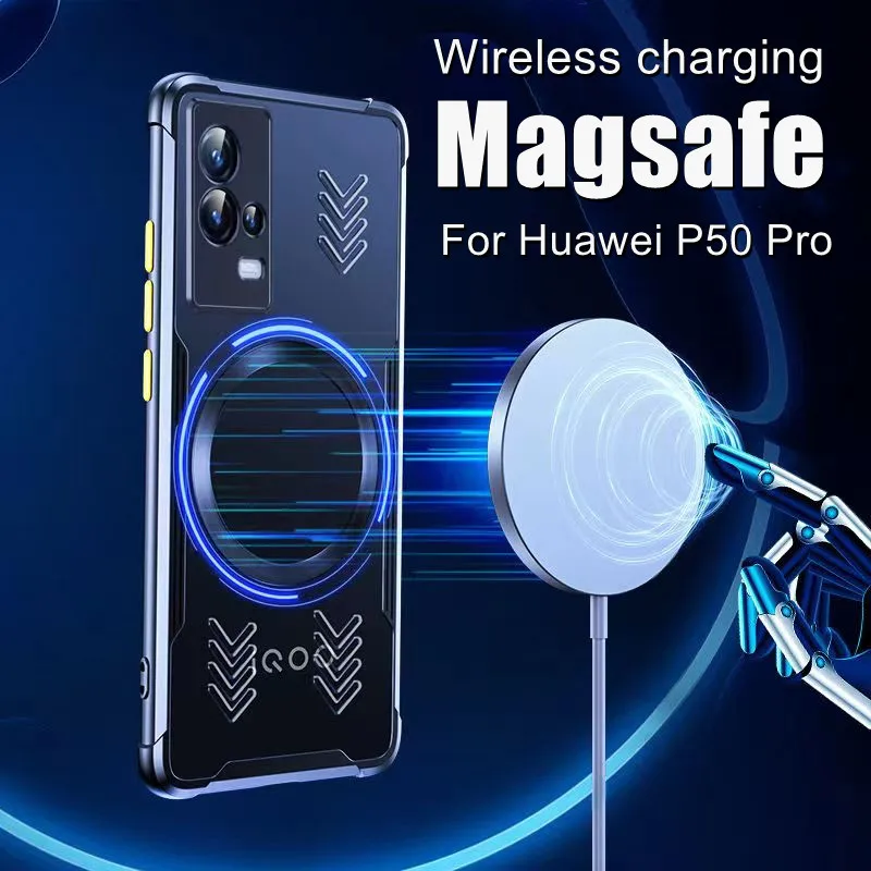 Magsafe-funda magnética para Huawei Mate 50, 40, 30 Pro, a prueba de golpes, carga inalámbrica, transparente, P50, P40 Pro, 5G