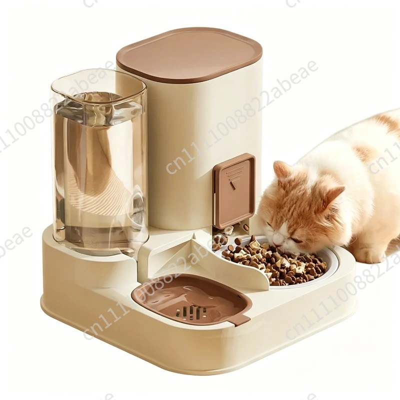 Automatic Cat Food Dispenser, Integrated Pet Water and Feeding Machine, Cat and Dog Feeder, Large Capacity, Removable Cleaning