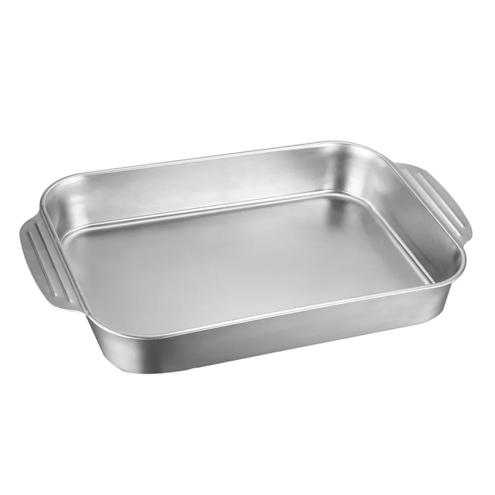 طبق السمك المشوي آذان مزدوجة مستطيلة الفولاذ المقاوم للصدأ عموم مكافحة السمط مقابض طبق الطبخ المنزلي المطبخ خبز عموم #6