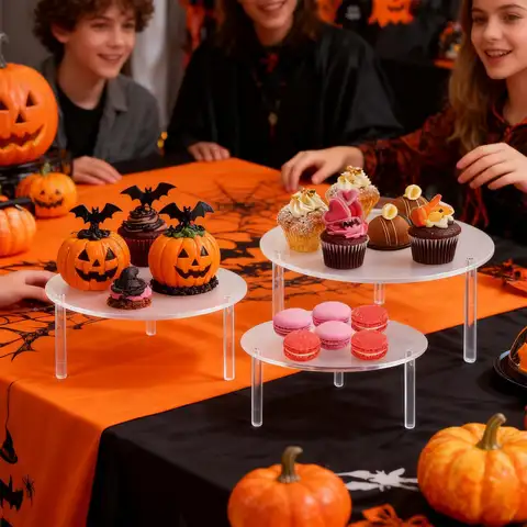 Cake Stand Set 3 Pieces Acrylic Clear Round Round Cake Holder Dessert Stands For Table Decor Food Candy Cookie Birthday Wedding