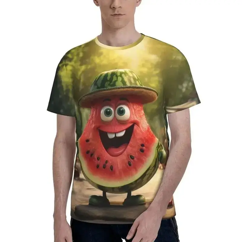 

Summer Men Fun Funny Watermelon Pattern 3d Printed O Neck Short Sleeve Loose T-Shirt Personality Large Size Breathable Top