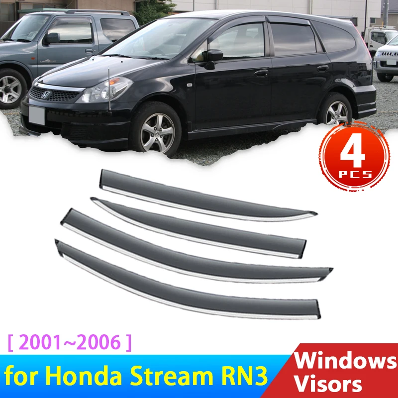 

4x Deflectors for Honda Stream RN3 2 1 4 5 2001~2006 2003 Accessories Car Side Windows Visors Rain Eyebrow Sun Visor Windshield