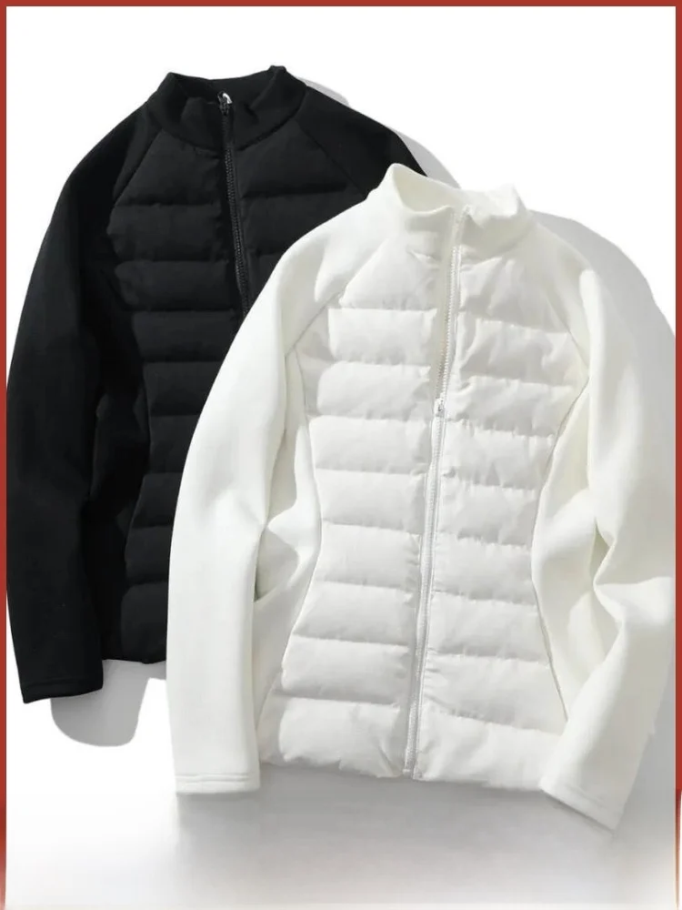 سليم صالح Du down Jaet الوقوف الياقة خفيفة الوزن الدافئة Faionable المرأة الخريف الشتاء القطن الرياضة Sle تصميم ثلاثي الأبعاد