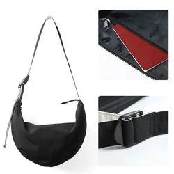 Casual Nylon Hobo Crossbody Bag For Women Men Waterproof One Shoulder Backpack Travel Half Moon Bag Unisex Teenagers Book Bag