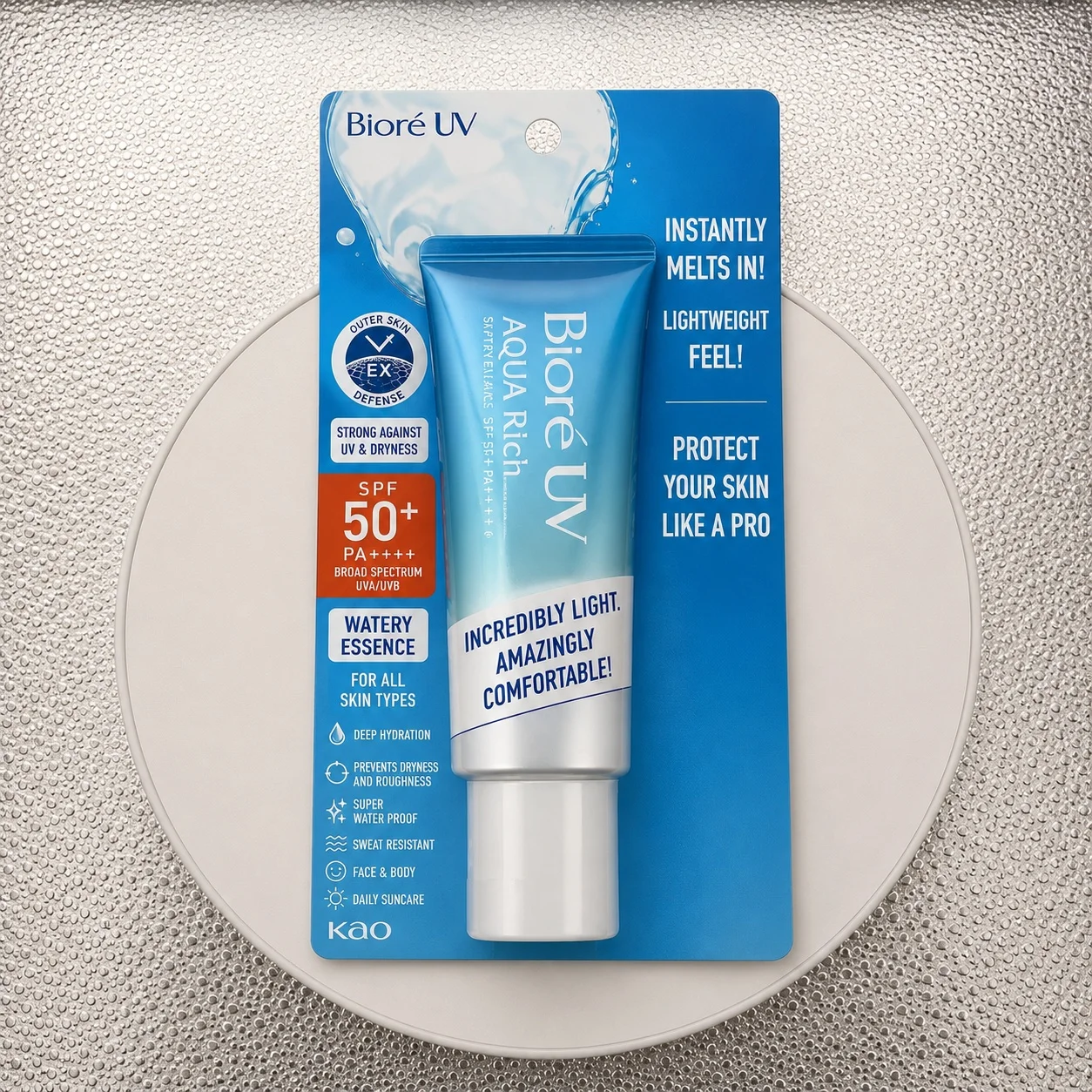 Birou Facial Sunscreen SPF50+ PA++++ Hyaluronic Acid Moisturizing Sunblock No White Cast Makeup Base for Oily Combination Skin