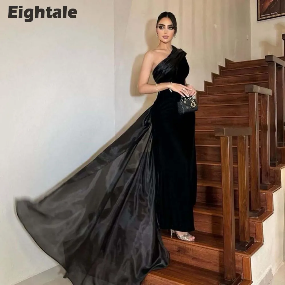 

Eightale Arabic Evening Dres One Shoulder Strethy Satin Organza Customized Mermaid Wedding Party Dress Abendkleider Hochzeit
