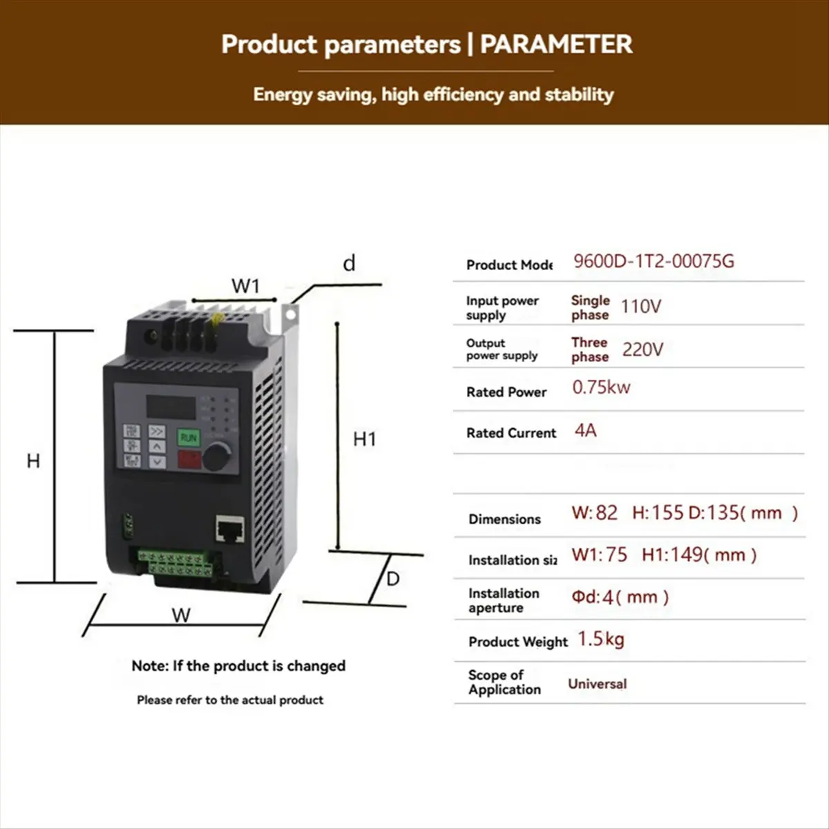 DTD759-HOT-110V to 220V 0.75KW Frequency Converter VFD Motor Variable Speed Power Controller Single Phase Input Three Phase Outp