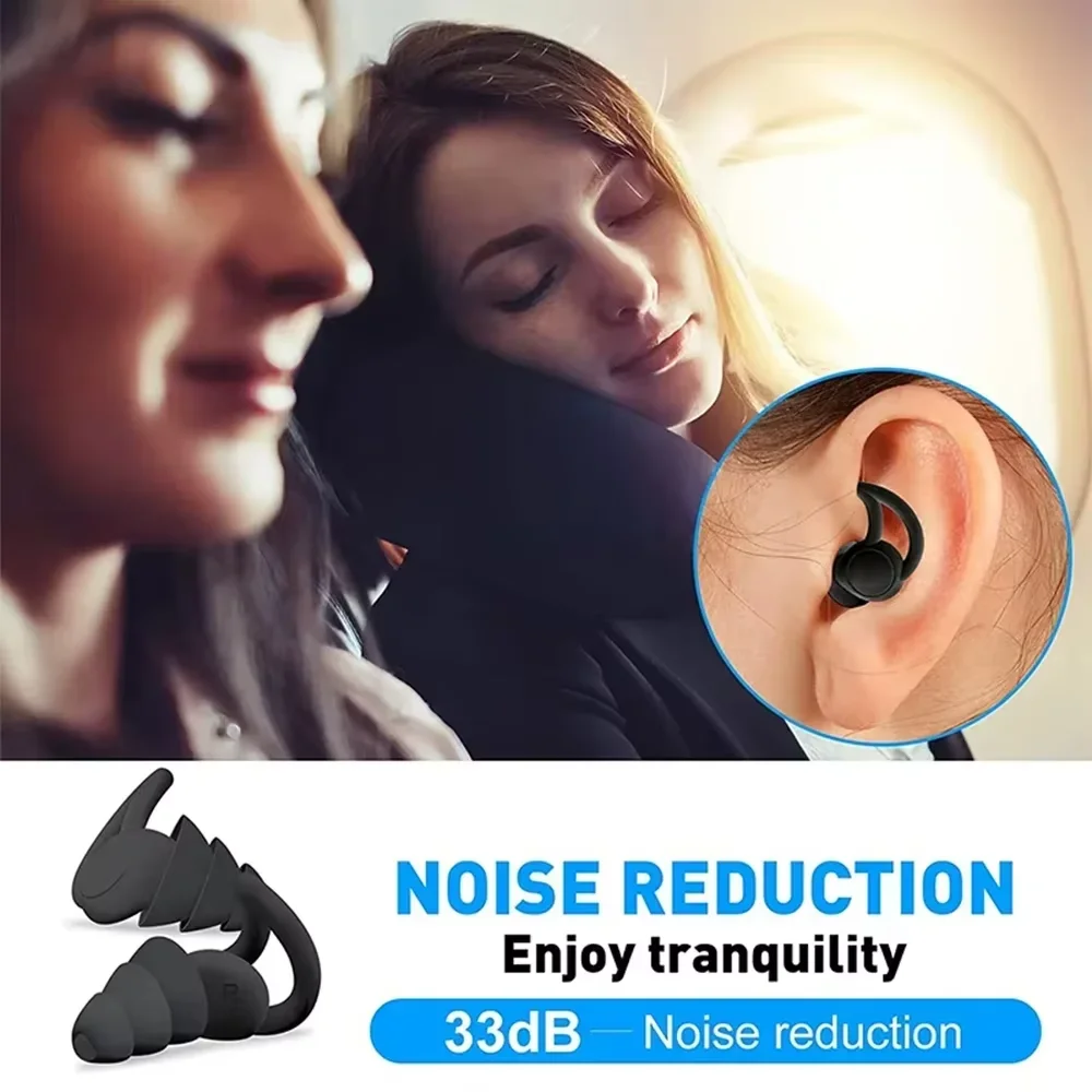 

3 Layer Soft Silicone Ear Plugs Tapered Sleep Noise Reduction Earplugs Sound Insulation Ear Protector Noise Hearing Protection