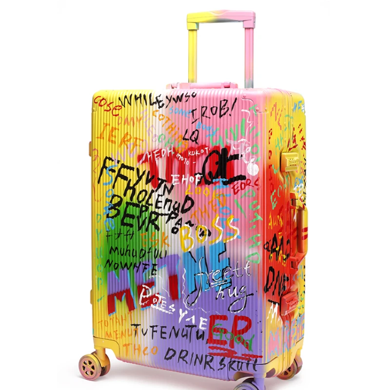 24-Inch Graffiti Luggage 28-Inch New Men's and Women's Trolley 26-Inch Password Suitcase Trendy 20-Inch