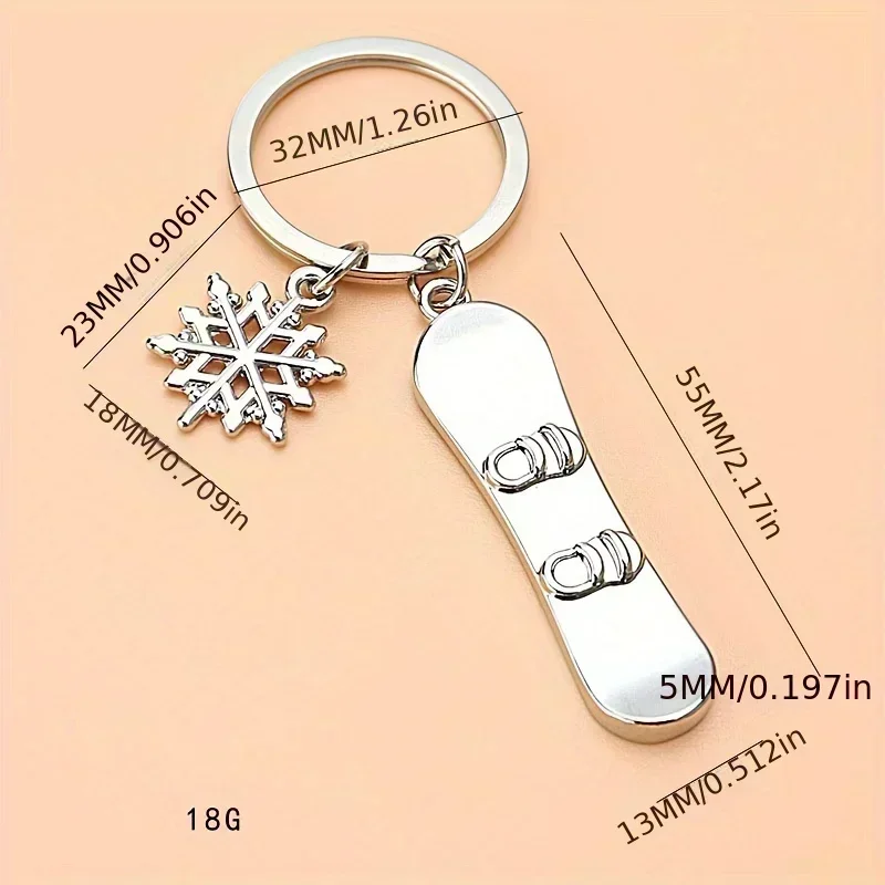 Creative Winter Snowboard Metal Car Keychain Man Women Bag Pendant Car Key Ring Birthday Gift Accessories