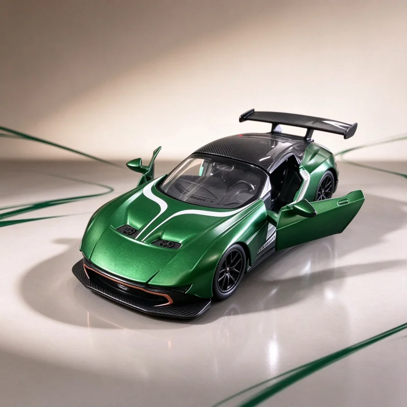 Green Alloy Sports Car Model, Pull Back Static Display Ornament, Collectible Racing Vehicle Decor