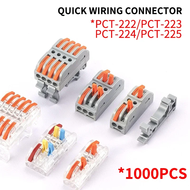 10/1000Pcs SPL-2/3/4/5 Mini Quick Wiring Terminal 2-In 2-Out,3-In 3-Out Parallel Wire Connection Connector, Press Type