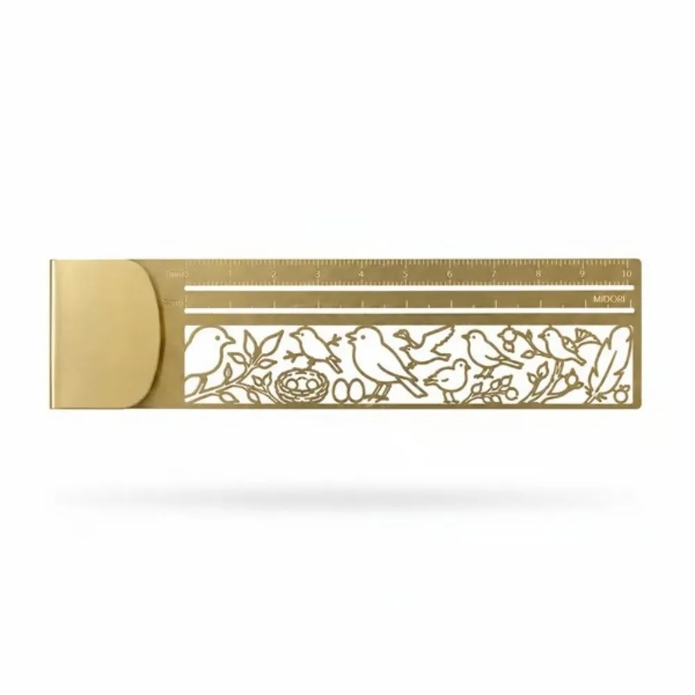 Brass Bookmark Ruler Hollow Multi-functional Stencil Straight Ruler Cute Patterns Journal Decorative Ruler Journal Scrapbook