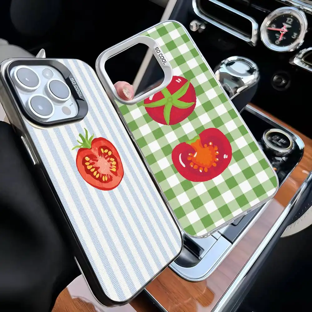 

Vegetables Fruits Tomatoes Phone Case For iPhone17,16,15,14,13,12,11 Plus,Pro Max Black Matte Shockproof Cover