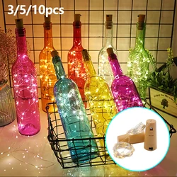 3/5/10pcs luci natalizie a LED bottiglia di vino luci stringa di sughero fata ghirlanda tappo di bottiglia vacanza festa di natale decorazione di nozze