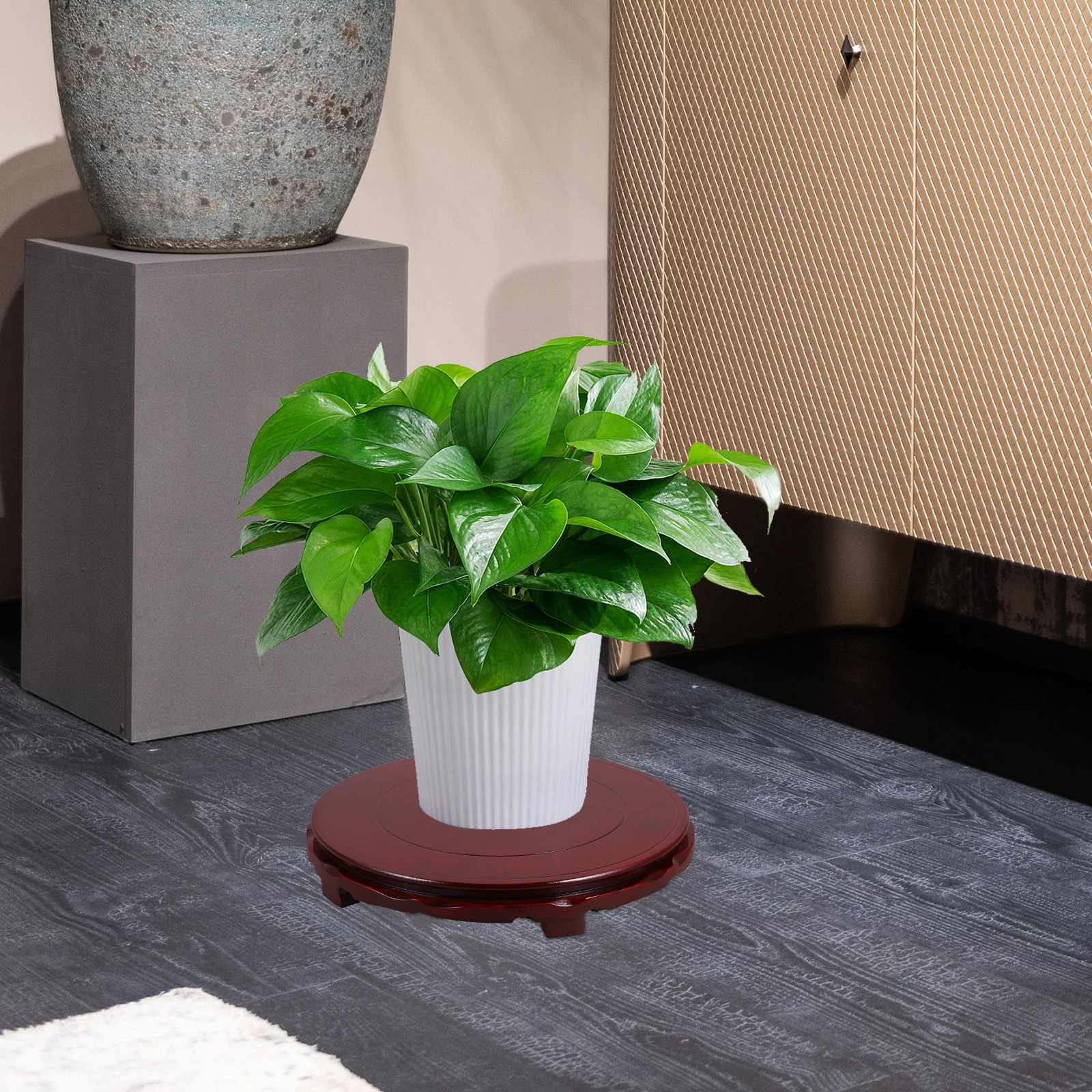 

Round Wooden Base Display Stand Various Sizes for Vases Lamps Plants Asian Style Home Decor Organizer Asian Wooden Vase Stand