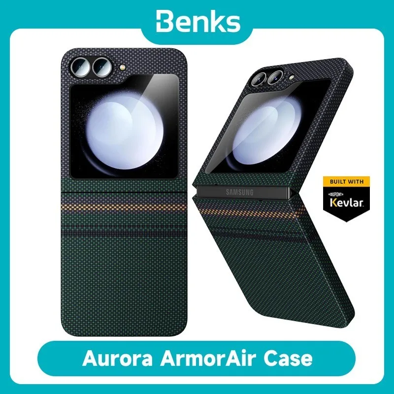 Benks Aurora ArmorAir Case built with Kevlar® for Samsung Z Flip 6 600D Kevlar®Fiber Thin and Lightweight Minimalist Style Cover