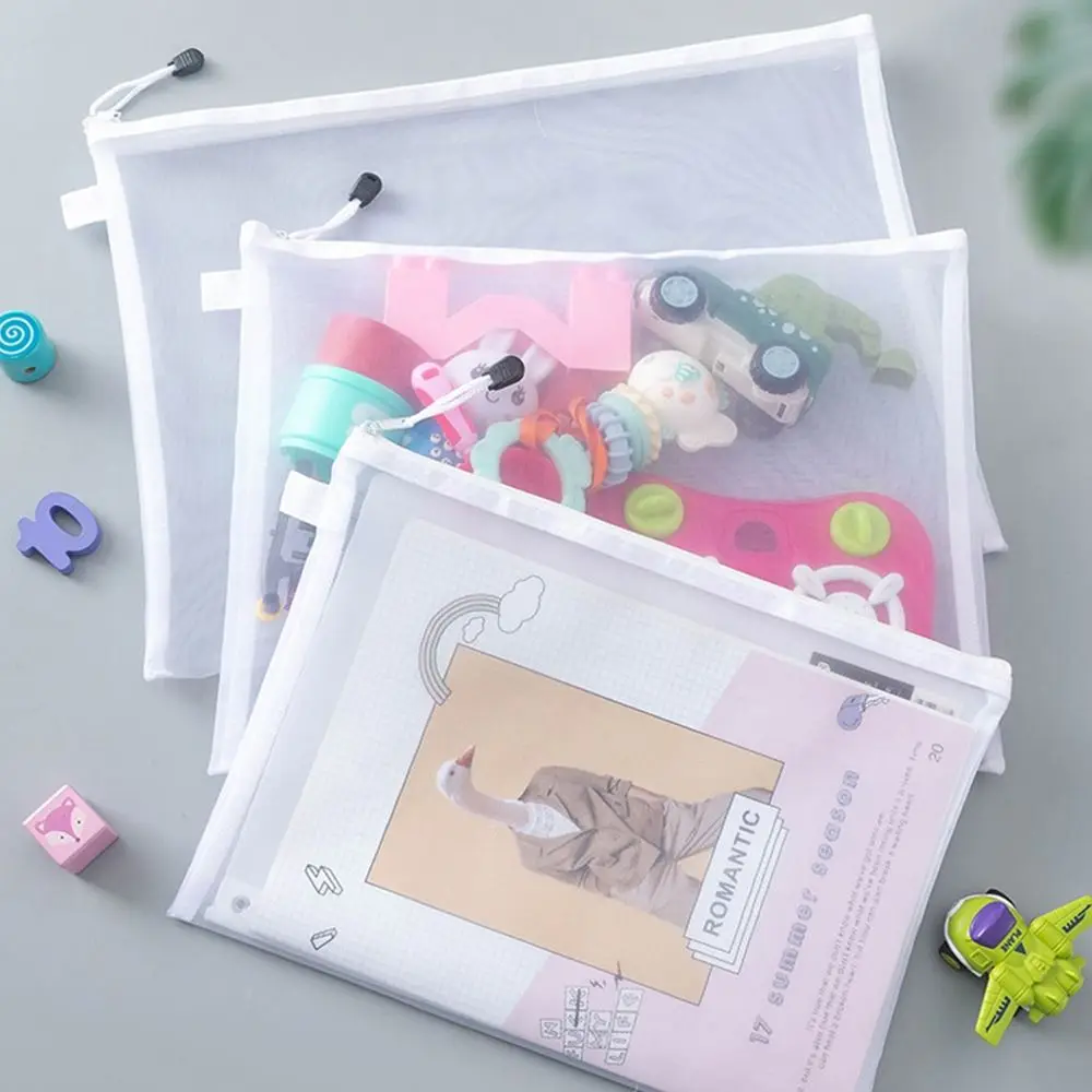 جديد النايلون شبكة ملف حقيبة A4 A5 A6 شفافة القلم حقيبة واضح زيبر الحقيبة لغز حقيبة التخزين اختبار ورقة معلومات حقيبة #3