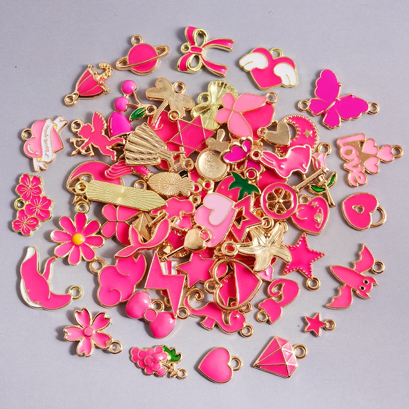 10/30/50Pcs Zufällige Mischung Grün/Rosa Tiere Pflanzen Anhänger Für DIY Böhmischen Schmuck Machen Ohrringe Halskette zubehör Erkenntnisse