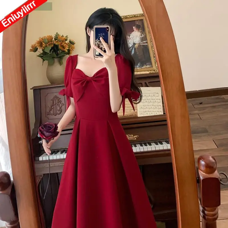 M-4XL French Design Women 2023 A Line Long Maxi Elegant Party Red Dress