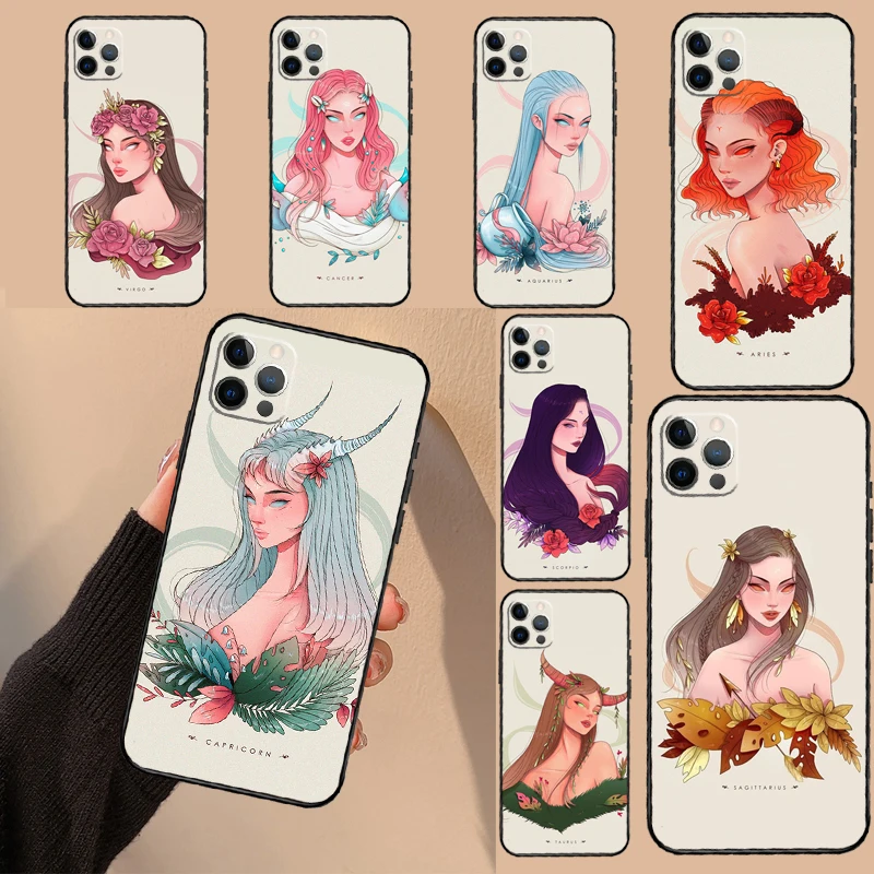 Horóscopo chica Escorpio Tauro Virgo funda para Realme C65 C67 C61 C53 C55 C51 C25 C63 C71 C75 GT6 GT7 Pro 10 11 12 13 14 Pro Plus