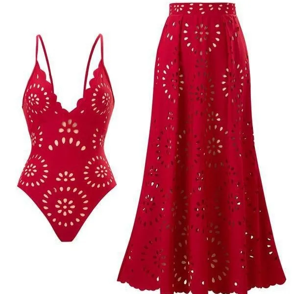 مثير عارية الذراعين المطرزة الجوف خارج حزام مزدوج بيكيني المرأة قطعة واحدة ملابس السباحة Crossbody ملابس السباحة المحافظة لون نقي