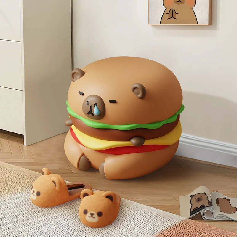 Ins Style New Capybara Burger Stool, Creative Doorway Shoe Changing Stool, Cute Porch Children's Low Stool, Home Furniture