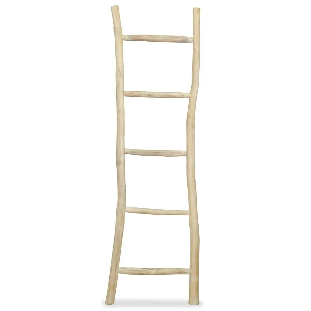 Natural Teak Towel Ladder - 5 Rungs, 45x150 cm Stylish Bathroom Organizer