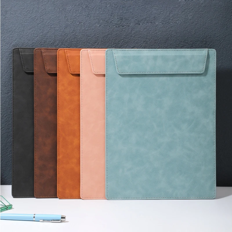 

9.09*12.24in PU Leather A4 / A5 File Folder for Meeting Conference Clipboard Business Contract Brown Writing Pad Hotel Office